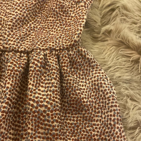 Like new Zara fit and flare dress in burnt orange and blue print - Picture 4 of 6